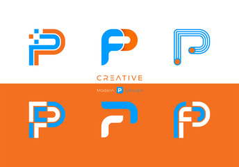 Letter P, modern alphabet, fonts, characters design, vector illustration.