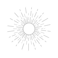 Obraz premium bright sun on white background, sun sketch for minimalistic tattoo