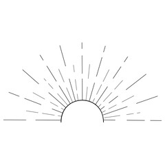 bright sunset sun on white background, sun sketch for minimalistic tattoo