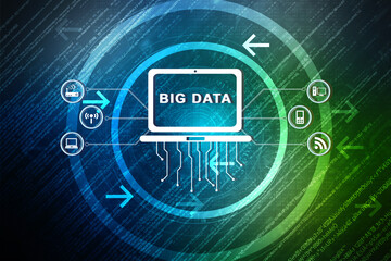 2d illustration Big data with laptop
