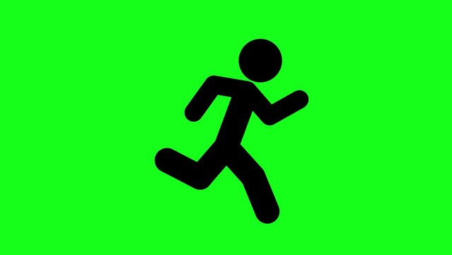 Run Cycle Businessman Character Cartoon Silhouette Animation 2D Isolated on Greenbox Background