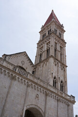 Fototapeta na wymiar Trogir, Croatia - May 28, 2022- Bell Tower Of Cathedral of St. Lawrence