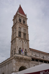Fototapeta na wymiar Trogir, Croatia - May 28, 2022- Bell Tower Of Cathedral of St. Lawrence