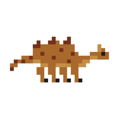 Pixel cute Dino. Vector illustration. Mosaic panel, embroidery, stained glass.