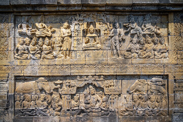 carvings at Candi Borobudur temple
