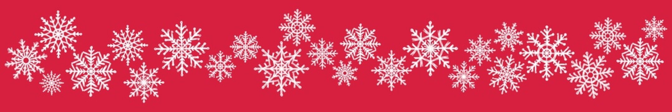 Horizontal pattern with snowflakes, hand-drawn