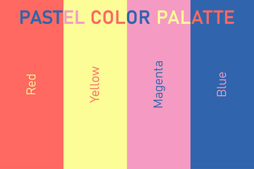 Pastel red, yellow, magenta, blue color palette