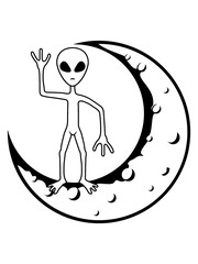 Stehendes Mond Alien winkt 