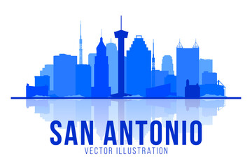 San Antonio Texas (United States) silhouette skyline vector background. Flat trendy illustration.