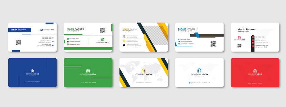 business card template design with front and back presentation. vector illustration. Stationery design set. 