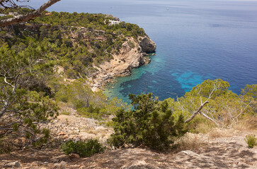 Fototapeta na wymiar Ibiza, Spain - June 15, 2022 : View of Ibiza coastline