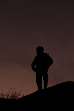 Silhouette of a model from the hill station on evening time