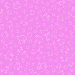 Pattern with sheep on a pink background.