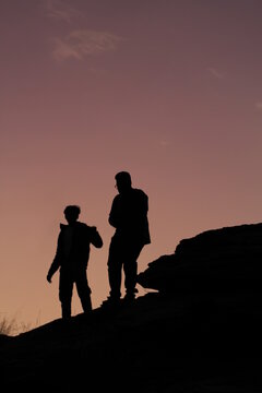 silhouette of a couple on a sunset