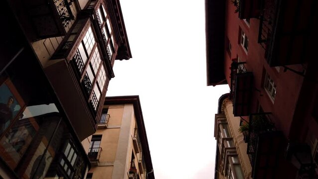 Street view from the historic old town of Bilbao, Spain. Bilbao Basque Country Spain,