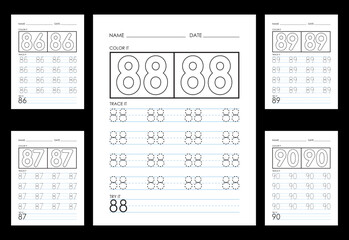 Tracing And Coloring Numbers Worksheets Learn Numbers.