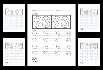 Tracing And Coloring Numbers Worksheets Learn Numbers.