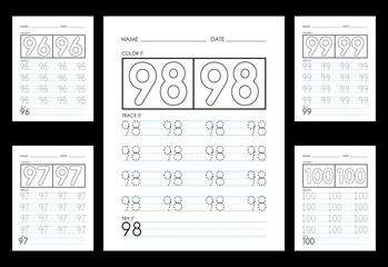 Tracing And Coloring Numbers Worksheets Learn Numbers.