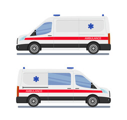 Flat style ambulance. Vector illustration.