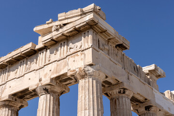 Close-up of the Parthenon temple. Acropolis in Athens, Greece - 514822131