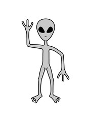 Science Fiction Alien winkt 