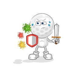 golf head against viruses cartoon. cartoon mascot vector