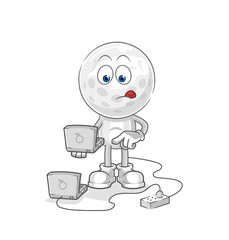 golf head with laptop mascot. cartoon vector