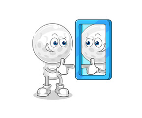 golf head looking into mirror cartoon. cartoon mascot vector