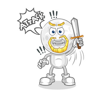recommend clip art: golf head knights attack with sword. cartoon mascot vector