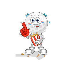 golf head fan with popcorn illustration. character vector