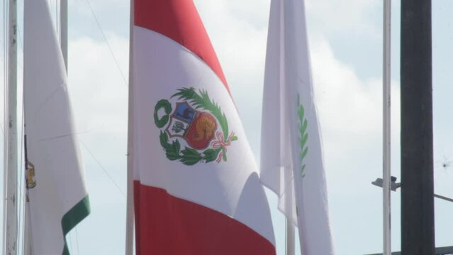 bandera de leoncio prado, bandera peruana, bandera de la paz. tingo maria julio 2022