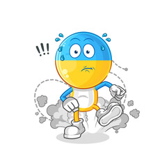 ukraine flag head running illustration. character vector