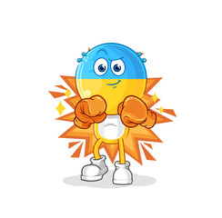 ukraine flag head boxer character. cartoon mascot vector