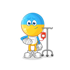 ukraine flag head sick in IV illustration. character vector