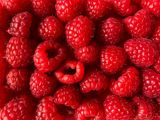 Raspberry background. Full frame textured berry background. Healthy lifestyle and healthy eating...