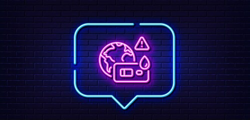 Neon light speech bubble. Covid test line icon. Coronavirus testing sign. Blood test symbol. Neon light background. Covid test glow line. Brick wall banner. Vector