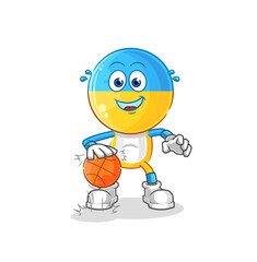 ukraine flag head dribble basketball character. cartoon mascot vector