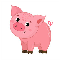 funny farm animal isolated on transparent background. vector illustration