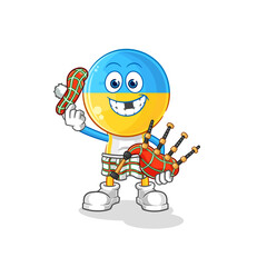 ukraine flag head scottish with bagpipes vector. cartoon character