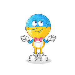 ukraine flag head lie like Pinocchio character. cartoon mascot vector