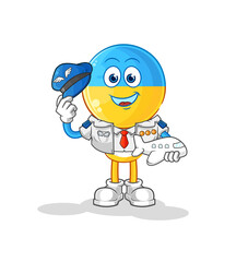 ukraine flag head pilot mascot. cartoon vector