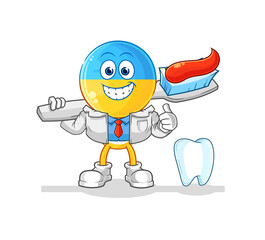 ukraine flag head dentist illustration. character vector