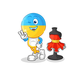 ukraine flag head fashion designer vector. cartoon character