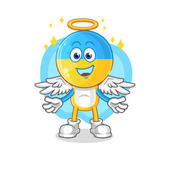 ukraine flag head angel with wings vector. cartoon character