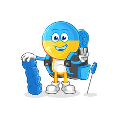 ukraine flag head go camping mascot. cartoon vector