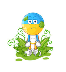 ukraine flag head waiting too long mascot. cartoon vector