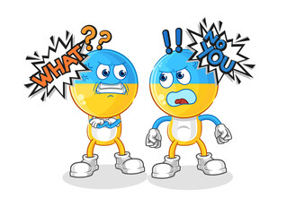 ukraine flag head arguing each other cartoon vector