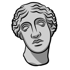 Antique Greek Woman Amazon Head Statue Full Face.