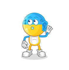 ukraine flag head eavesdropping vector. cartoon character