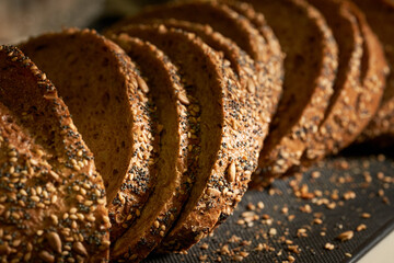 Organic natural seed bread baked at home